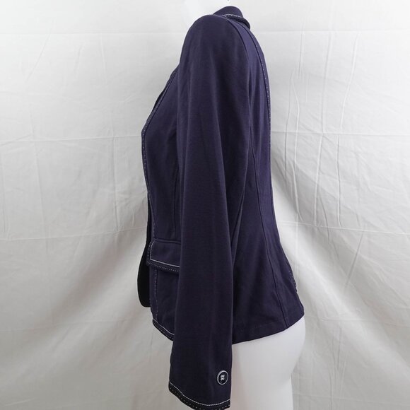 Basler Womens Blazer 40 US 10 Blue Schoolgirl Academia Preppy Old Money Knit - Picture 4 of 14